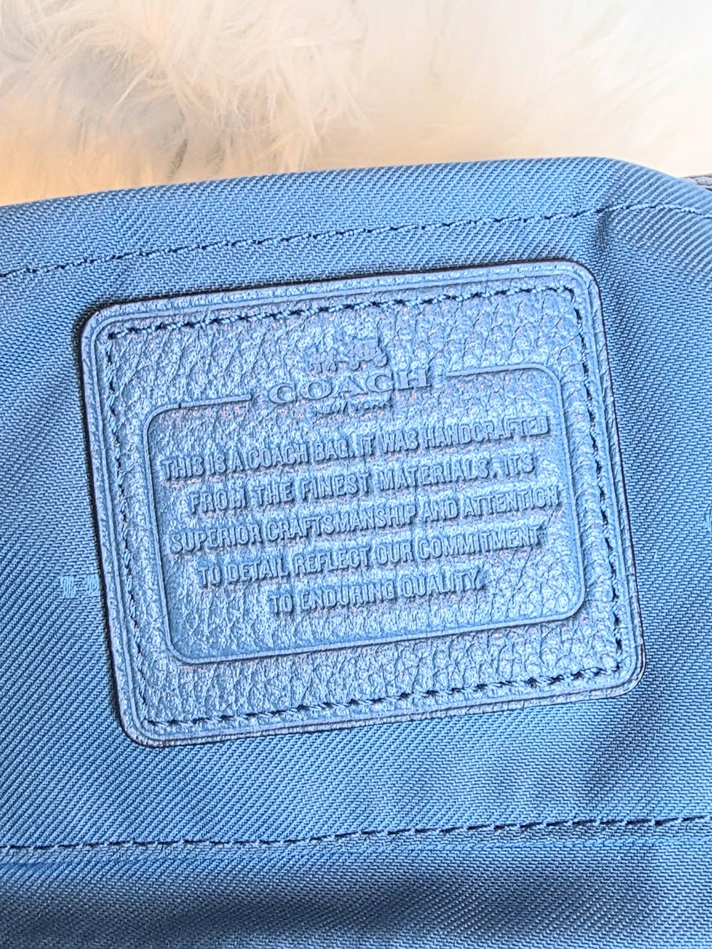 Coach Rhyder Shearling & Pebble Leather Crossbody Bag In Blue  Style #36490 - Picture 5 of 11